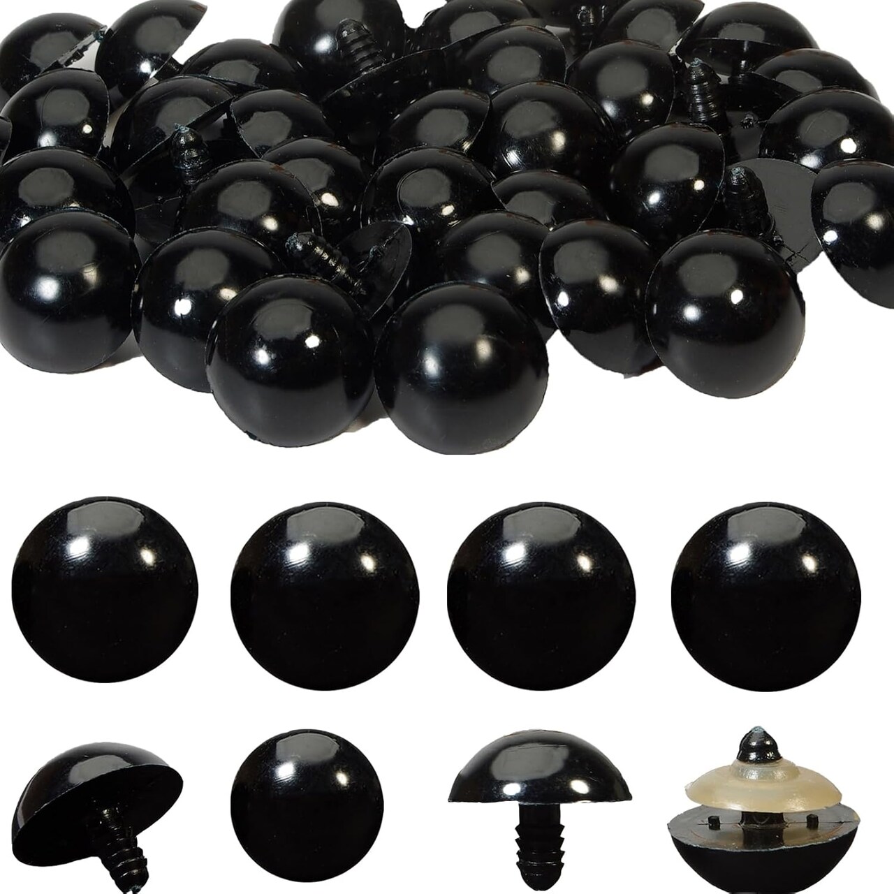 80-Piece 20mm Black Plastic Safety Eyes with Washers – Perfect for Amigurumi, Crochet Dolls, Plush Toys & DIY Crafts
